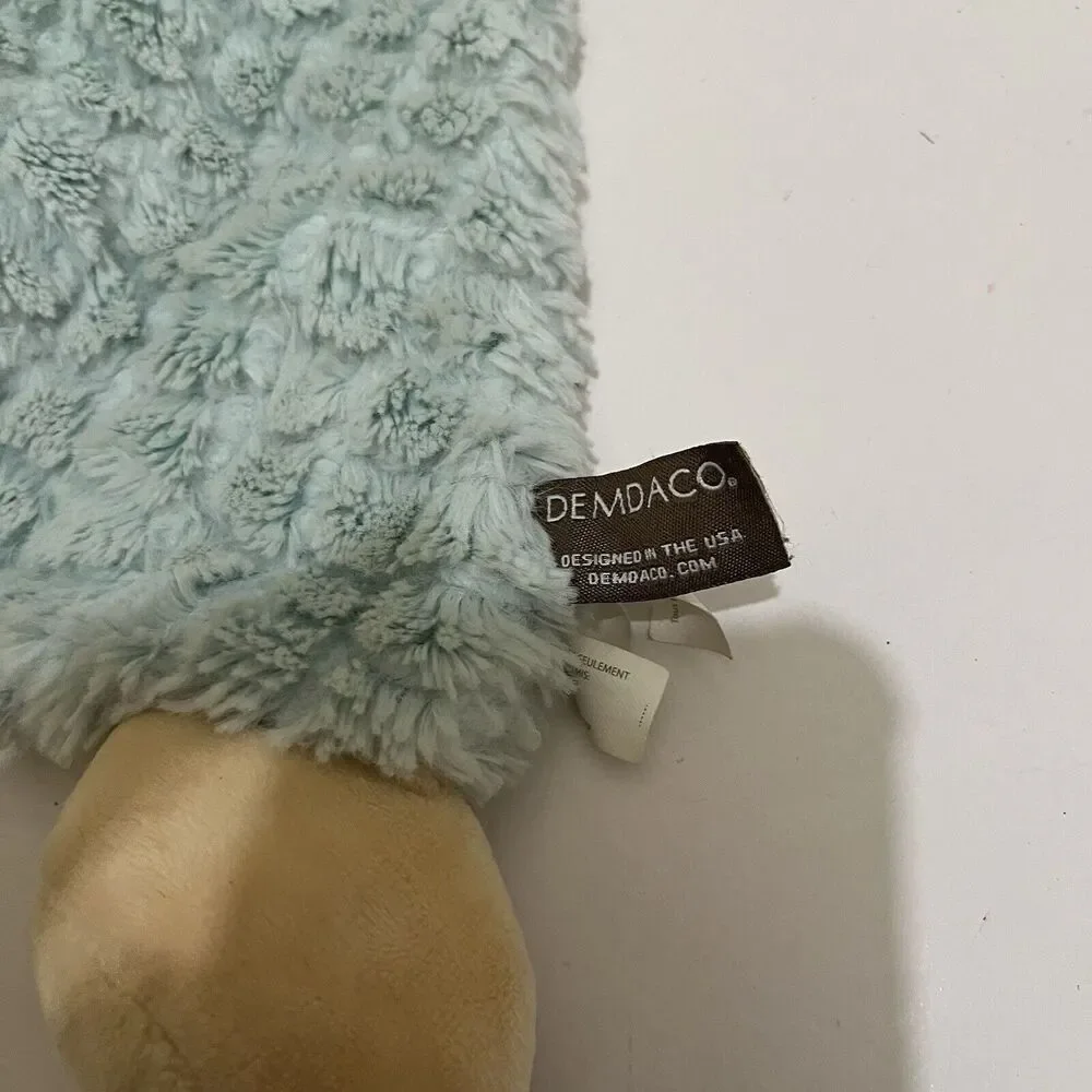 Demdaco Dinosaur Lovey Dino Triceratops Aqua Baby Toy Security Blanket Rattle